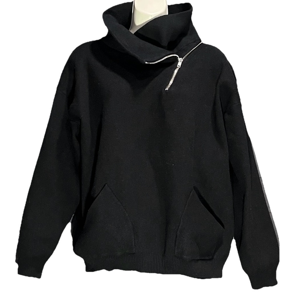 Black Sweater with Zipper Detail